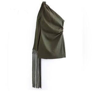 Elegant Olive Green Asymmetrical Dress